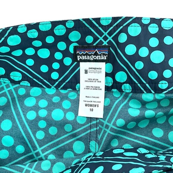 Patagonia Women's 10 Wavefarer Board Shorts Green Polka Dot 4" Inseam Swim Hike - Picture 7 of 8